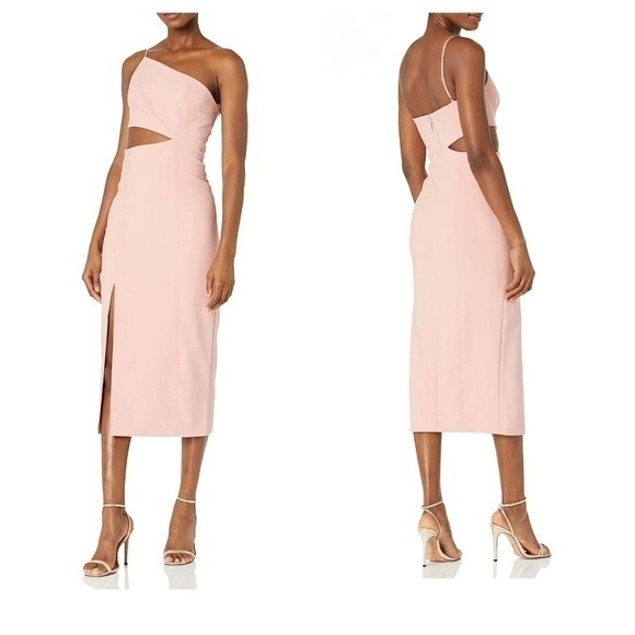 NWT CINQ À SEPT Laurile Blush One-shoulder Cutout Woven Midi Dress - Picture 1 of 7